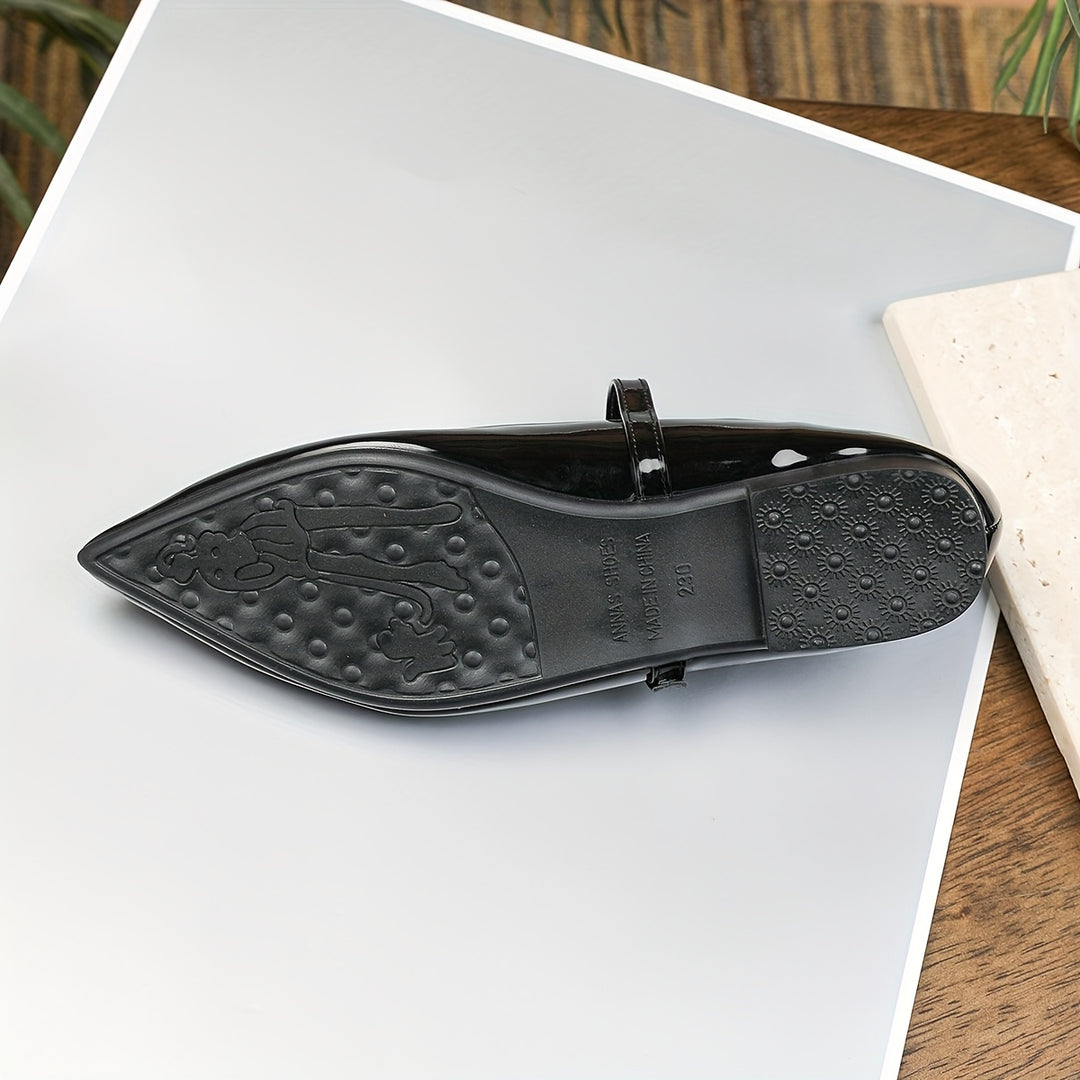 Black Mary Jane Flats with Buckle Closure