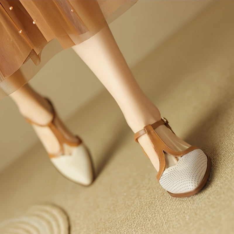 Pointed Toe Mid-Heel Sandals with Ankle Strap
