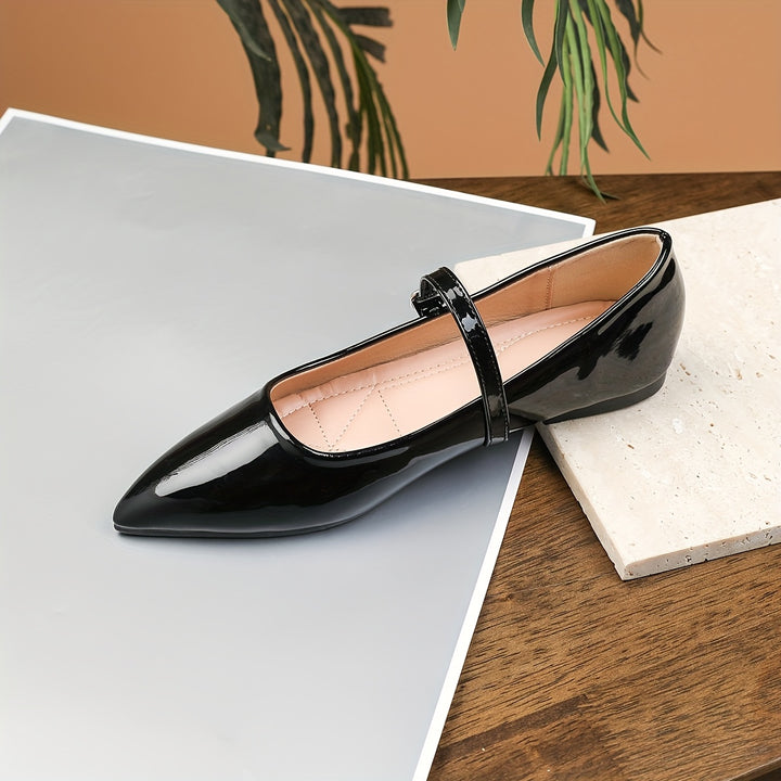 Black Mary Jane Flats with Buckle Closure