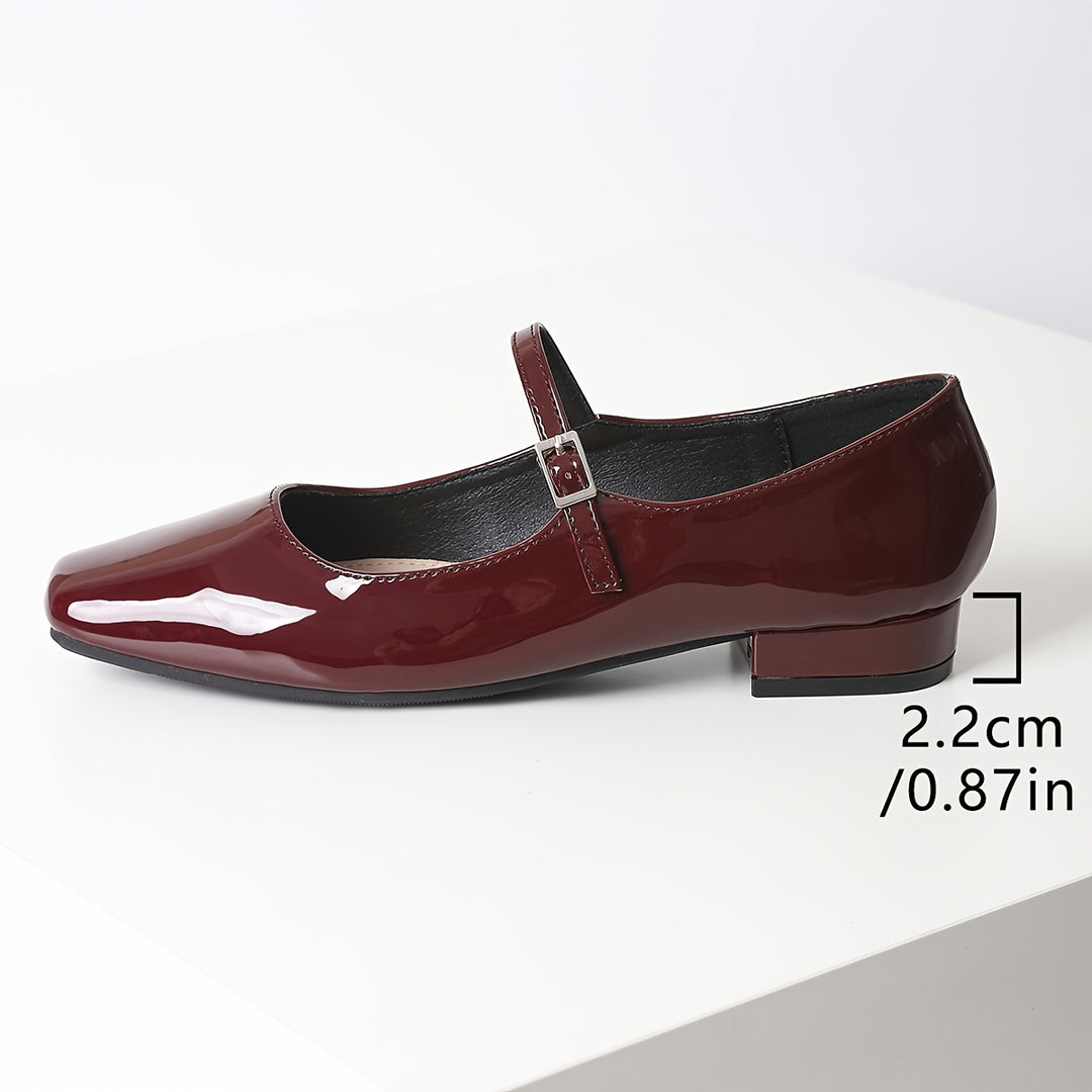 Preppy Style Burgundy Mary-Jane Flats