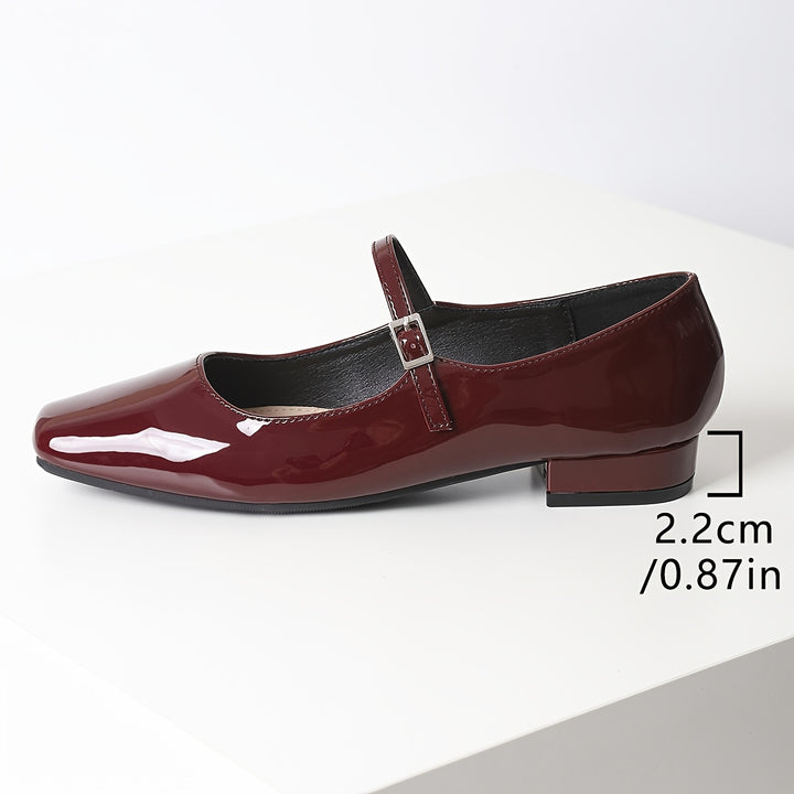 Preppy Style Burgundy Mary-Jane Flats