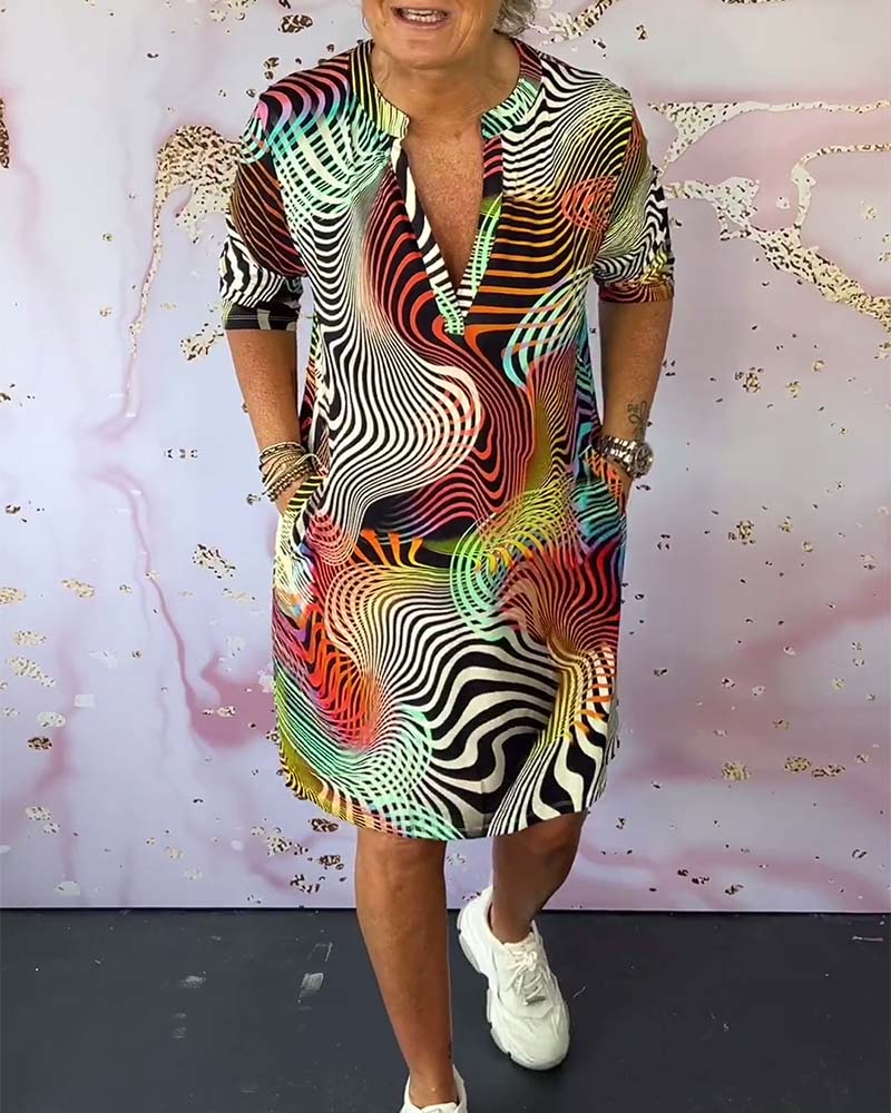 V-neck Abstract Dress