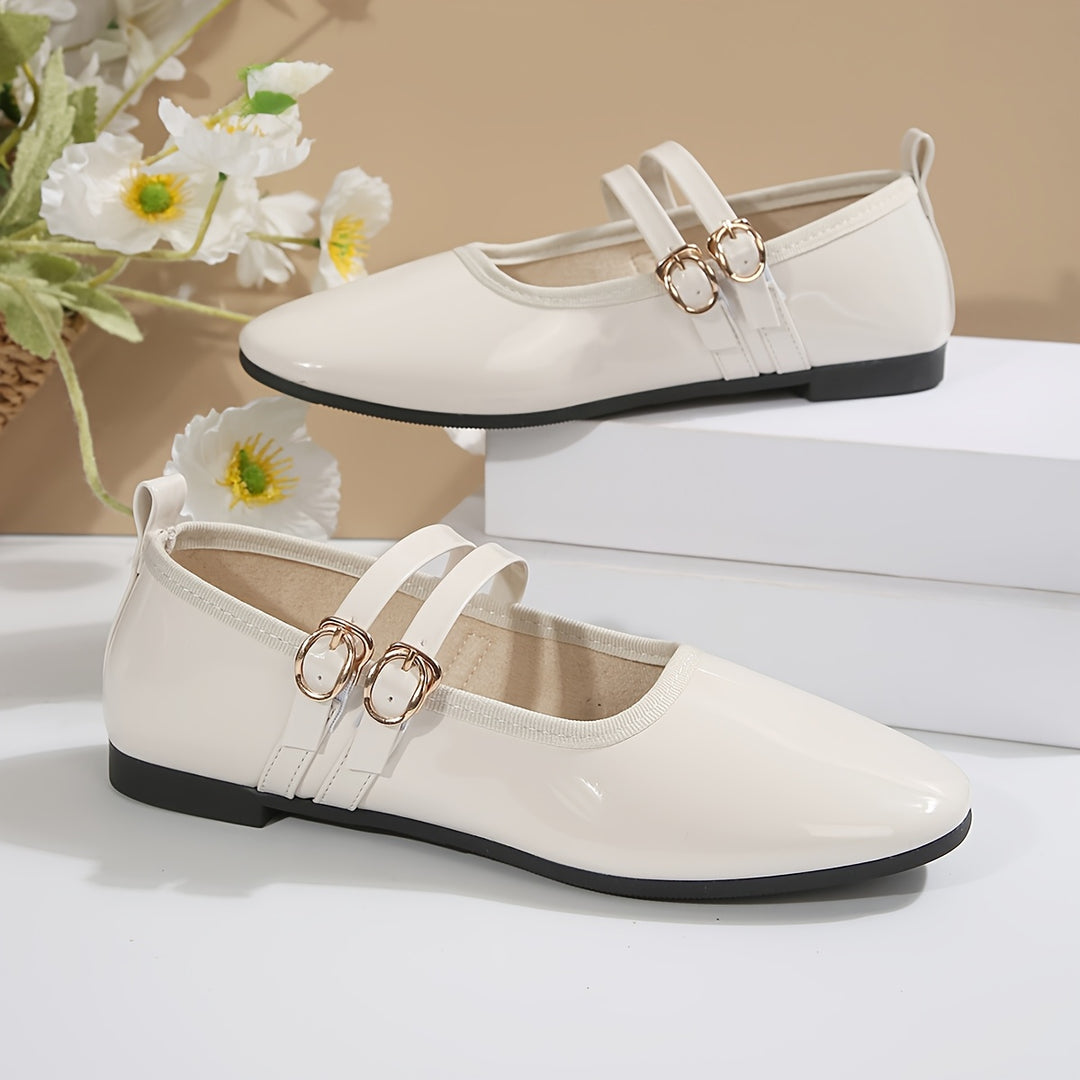 Mary Jane Shoes with Double Buckle Strap