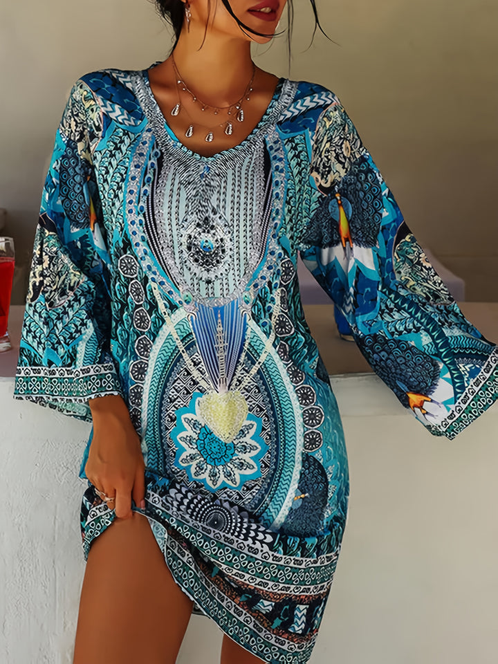 Boho V-neck Midi Dress