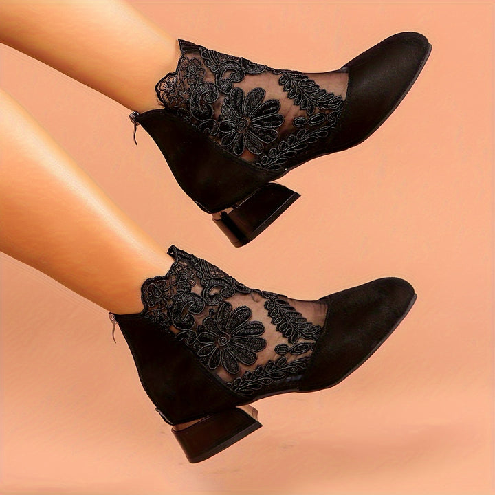 Women's Vintage Floral Embroidered Ankle Boots