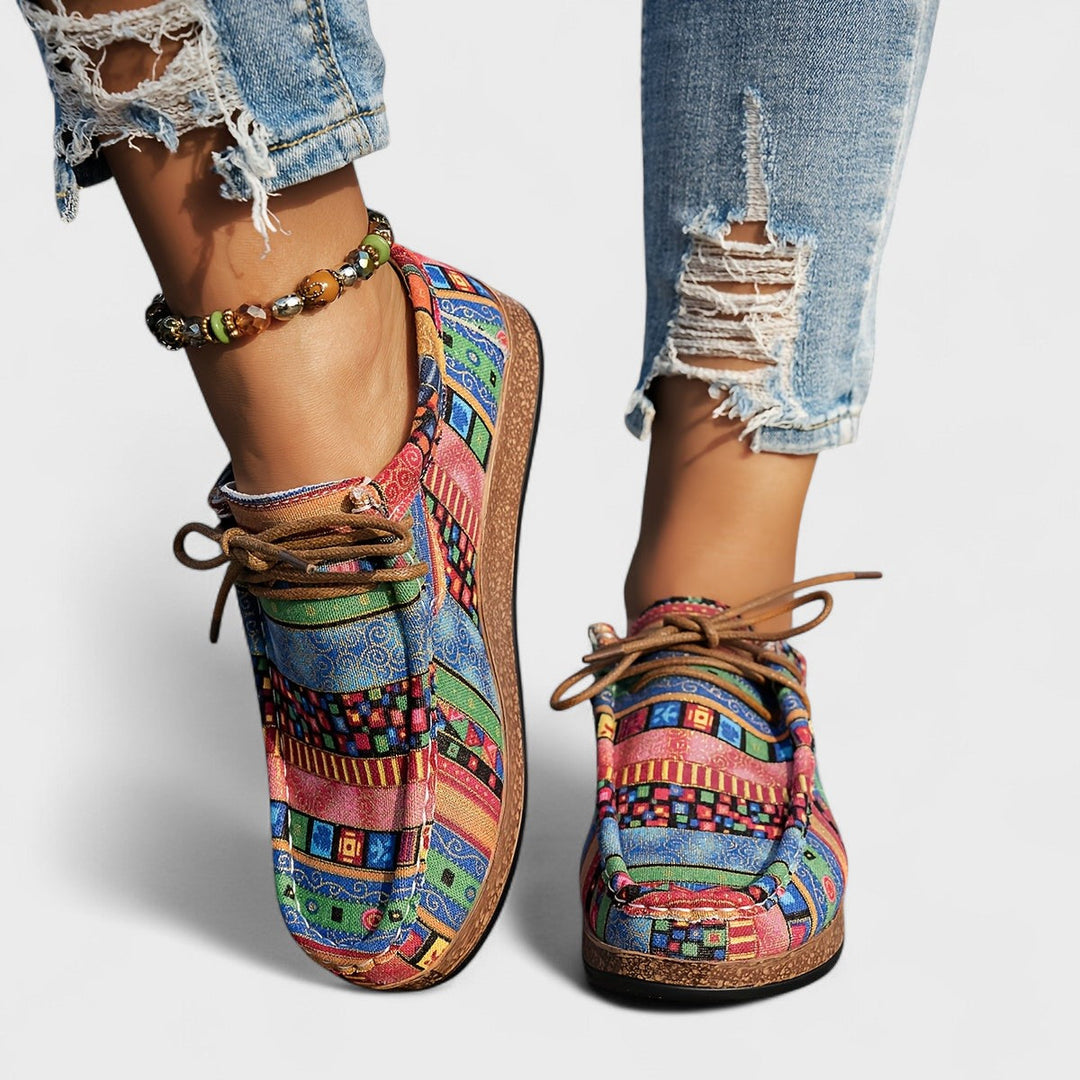 Patchwork Lace Up Shoes