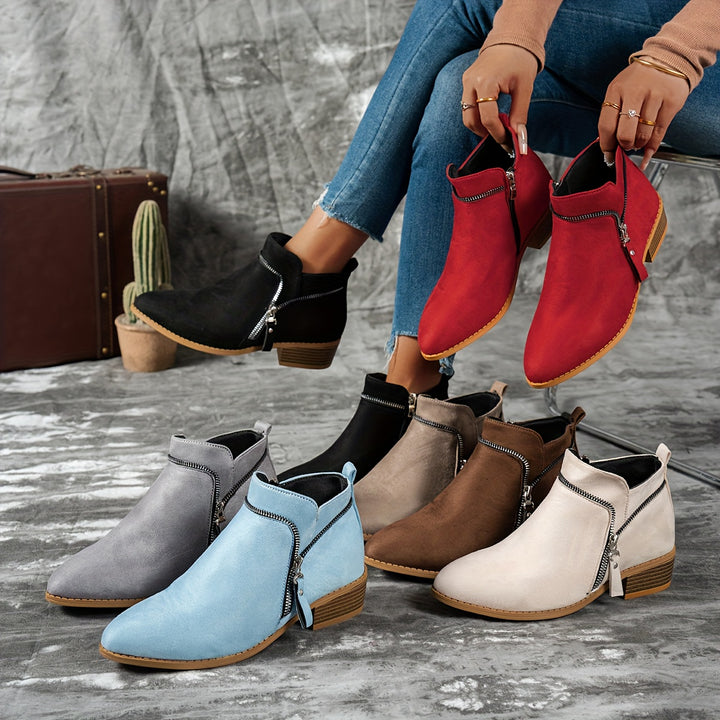 Women's Slip-On Chunky Heel Ankle Boots