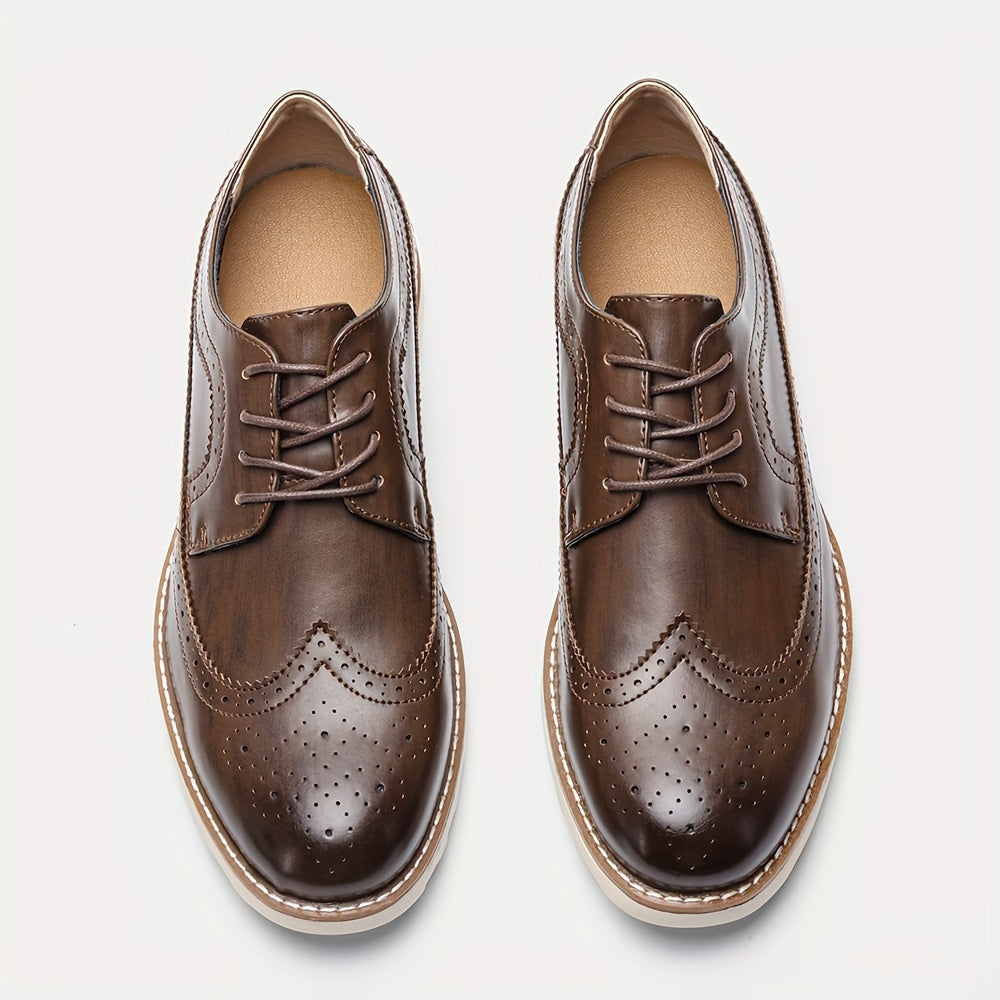 Men's Solid Color Wing Tip Derby Shoes
