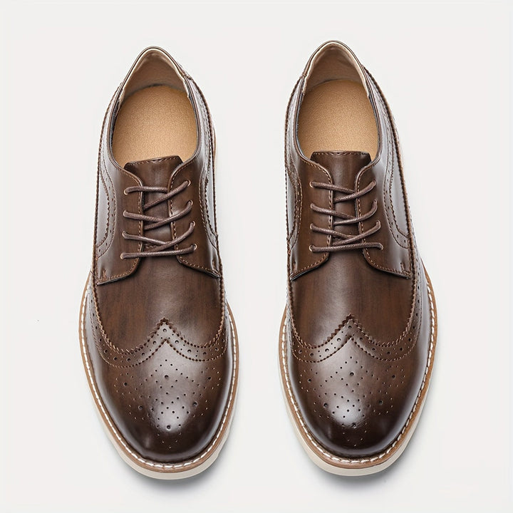 Men's Solid Color Wing Tip Derby Shoes