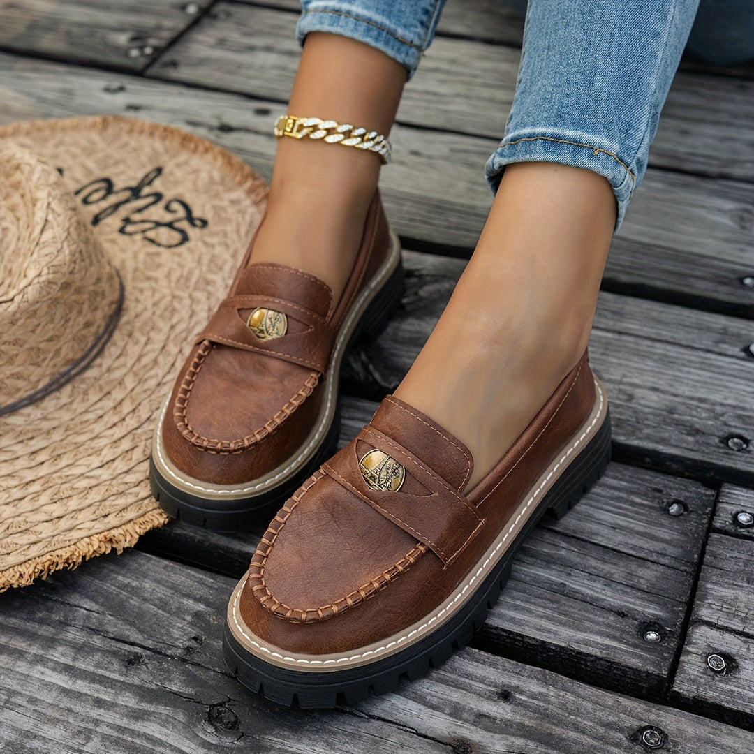 Decorated Brown Penny Loafers