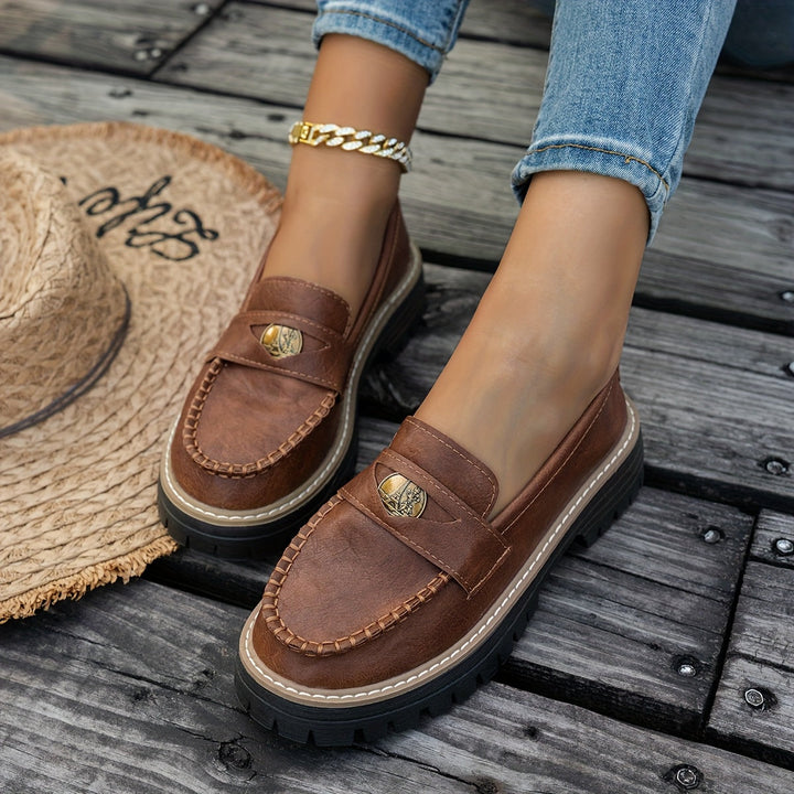 Decorated Brown Penny Loafers
