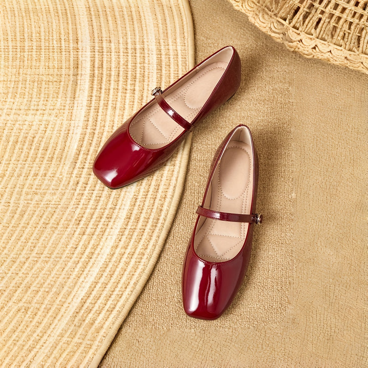 Women's Burgundy Mary Jane Flats