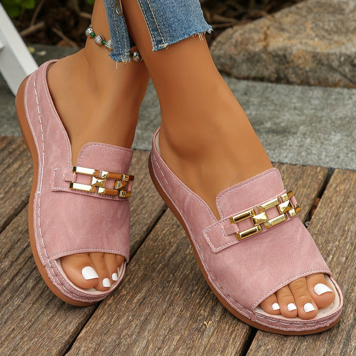 Gold-Link Slide Sandals