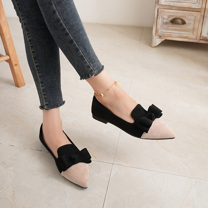 Pointed Toe Bow Embellished Women's Shoes