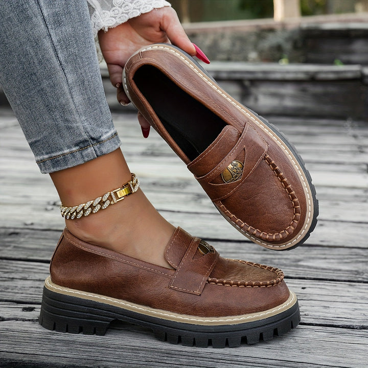 Decorated Brown Penny Loafers