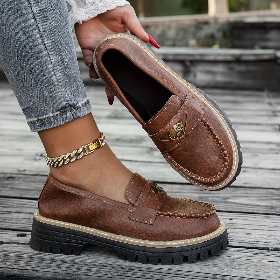 Decorated Brown Penny Loafers