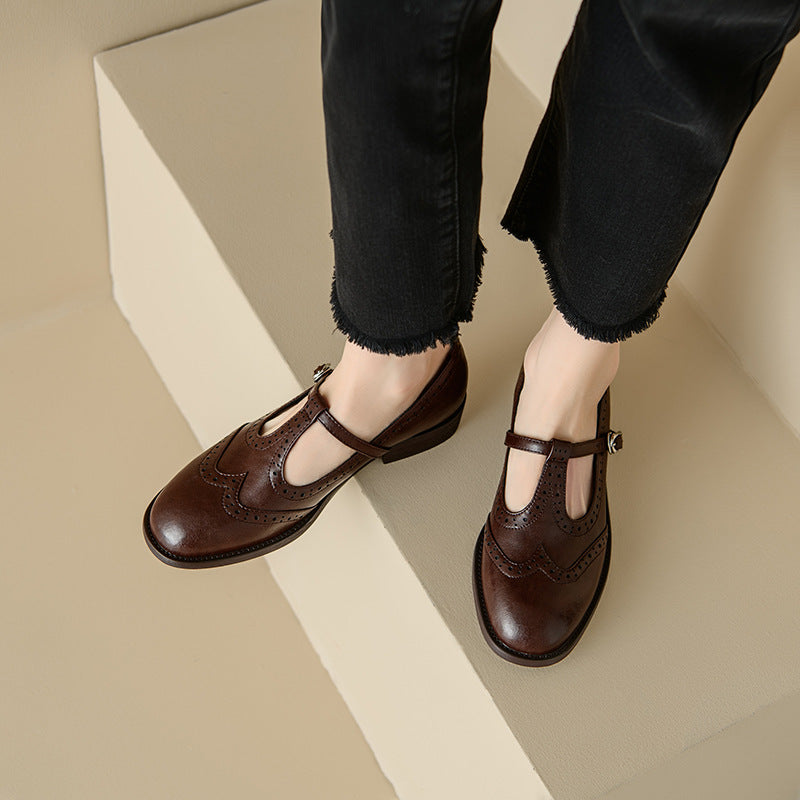 Retro Round Head T-Shape Mary Jane Shoes