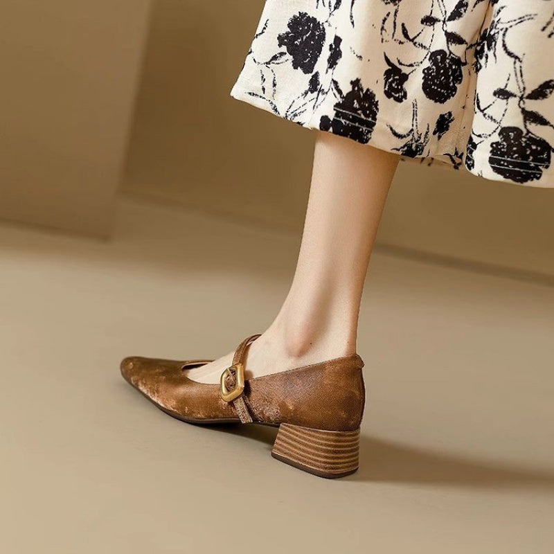 Women's Cover Square Toe Low Heels