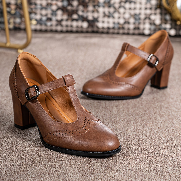 Women's T-Strap Block Heels