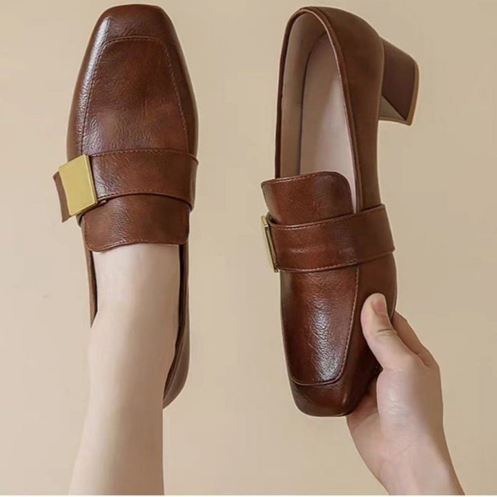 Women's Retro Chunky Heel Loafers