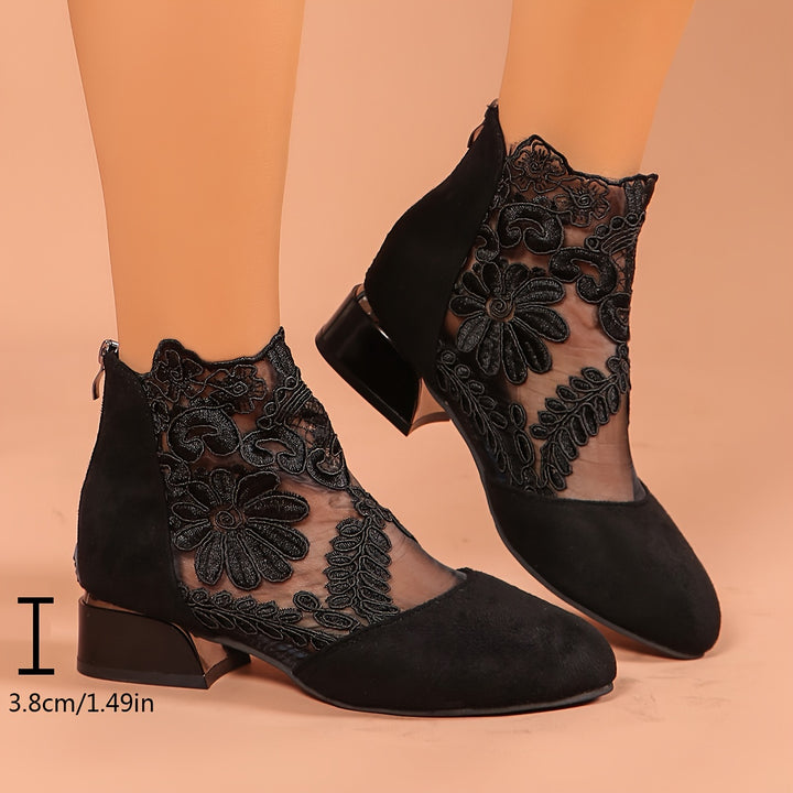 Women's Vintage Floral Embroidered Ankle Boots