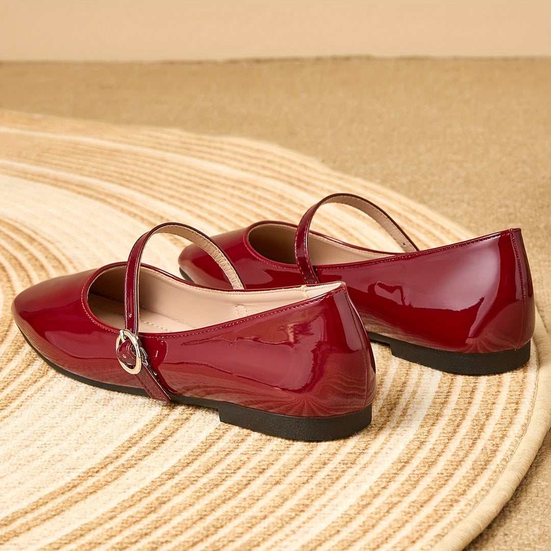 Women's Burgundy Mary Jane Flats