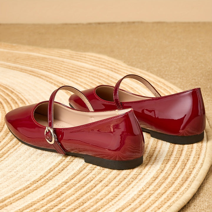 Women's Burgundy Mary Jane Flats