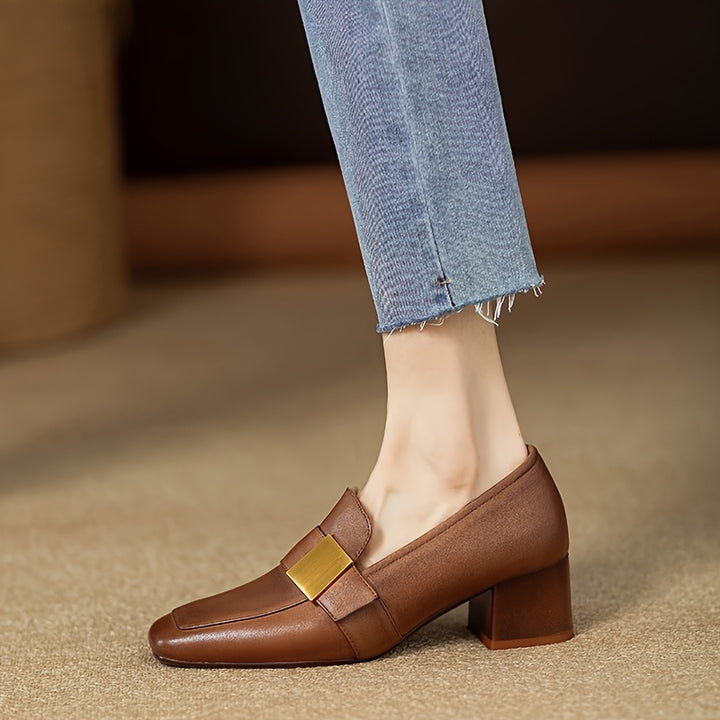 Women's Retro Chunky Heel Loafers