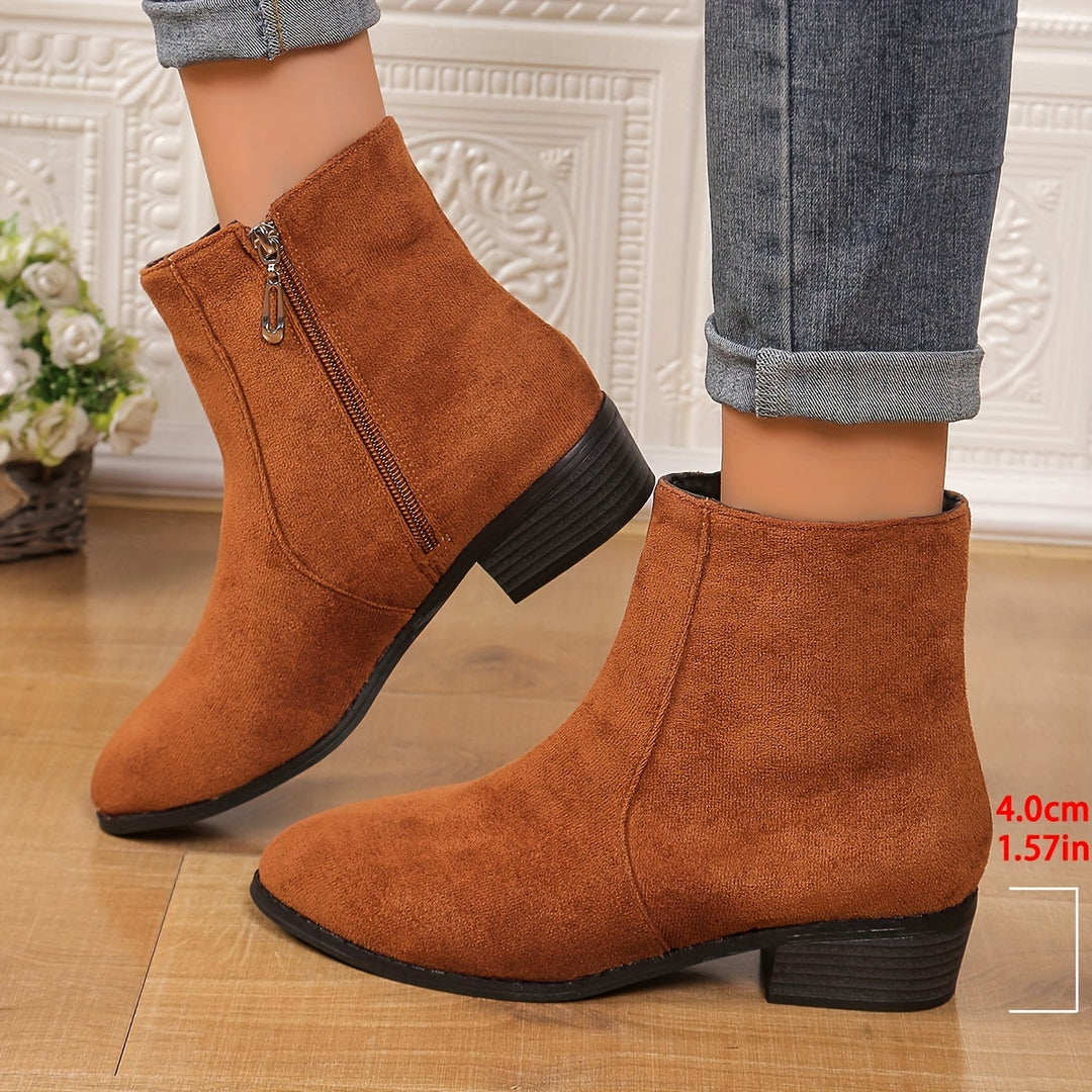 Women's Casual Brown Faux Suede Short Boots