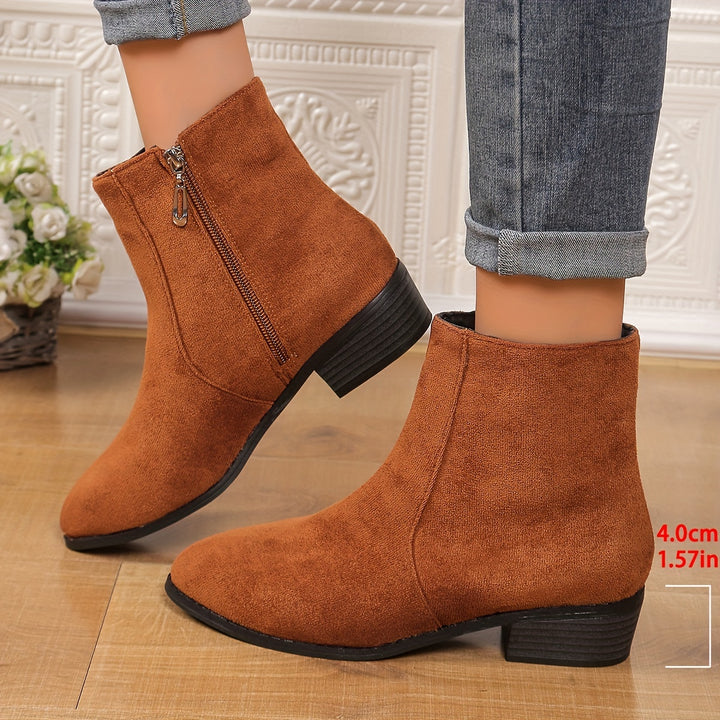 Women's Casual Brown Faux Suede Short Boots