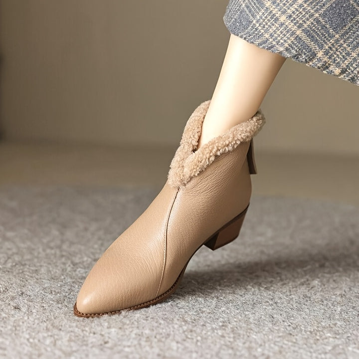 Women's Beige Pointed Toe Boots