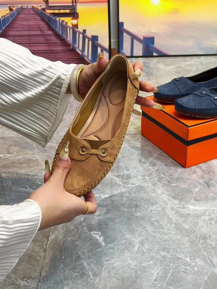 Women's Large Size Retro Slip-On Loafers