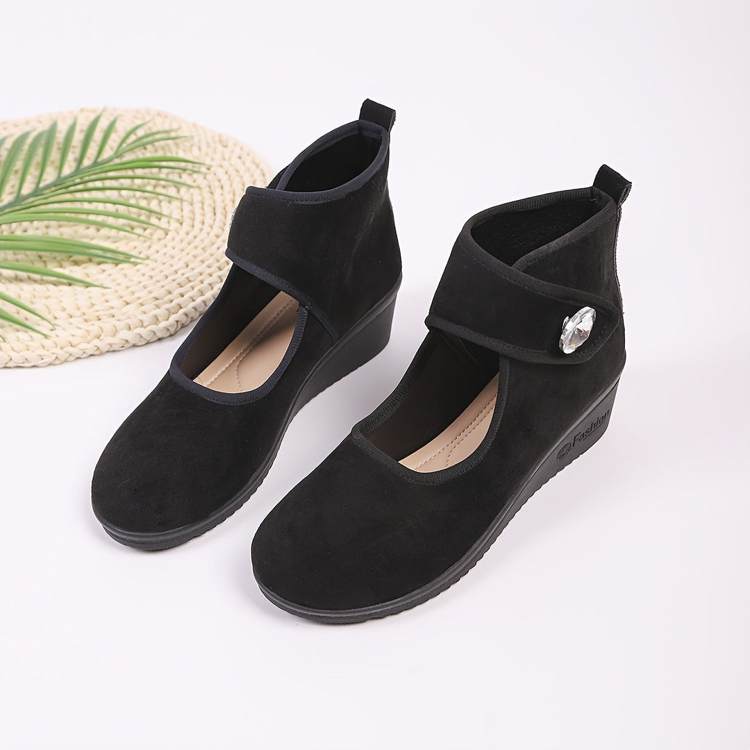 Wedge Ankle Boots with Buckle Strap