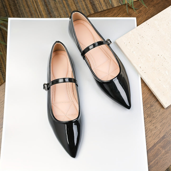 Black Mary Jane Flats with Buckle Closure