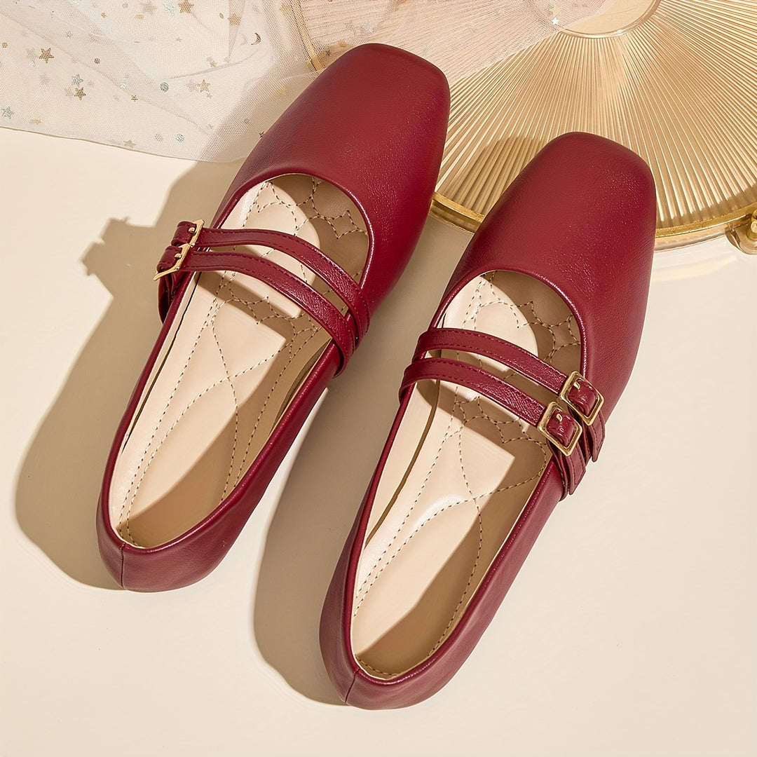 Elegant Red Mary Jane Flats