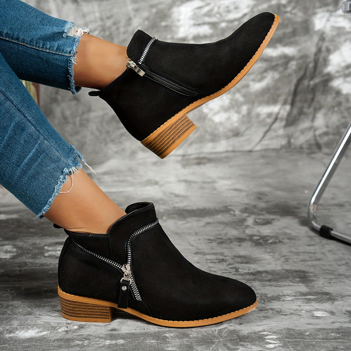 Women's Slip-On Chunky Heel Ankle Boots