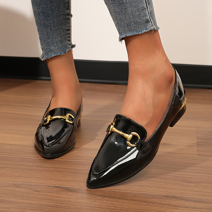 British Style Pointed Toe Low Block Heel Shoes