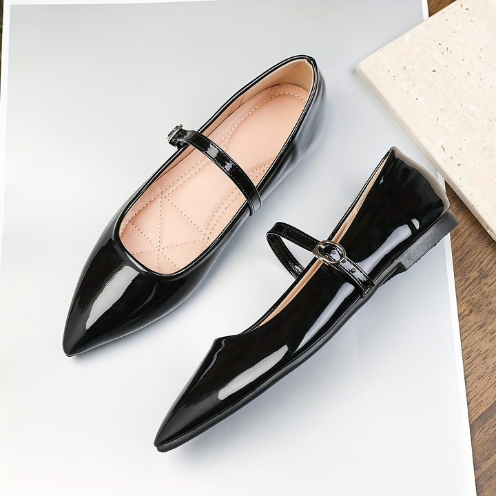 Black Mary Jane Flats with Buckle Closure