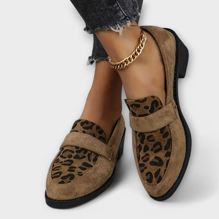 Block Heel Leopard Loafers