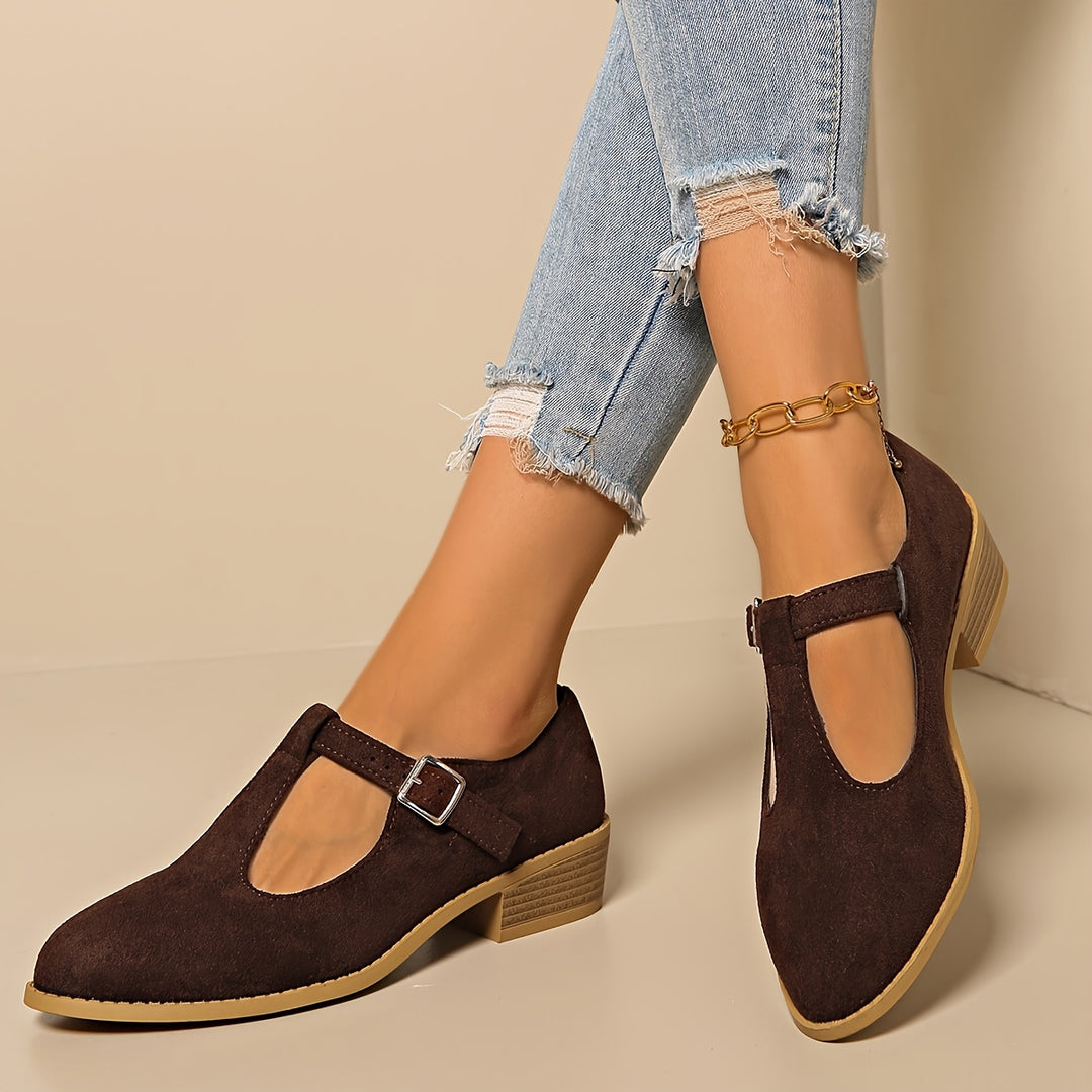 Low Heel T-Bar Shoes