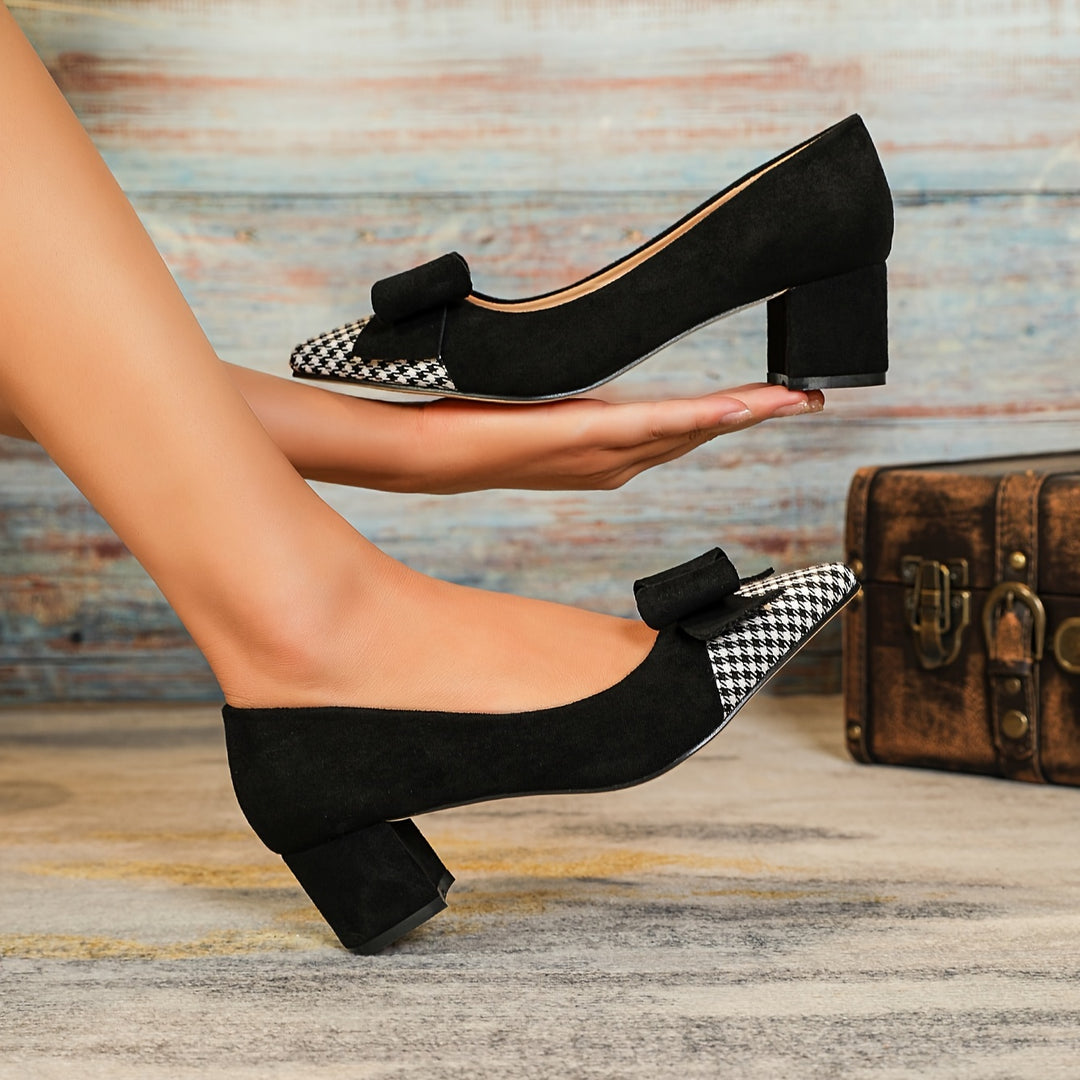 Women's Bowknot Decor Chunky Heels