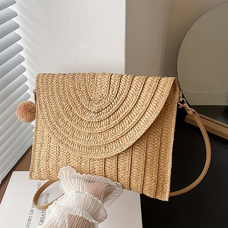Elegant Handwoven Straw Clutch Bag