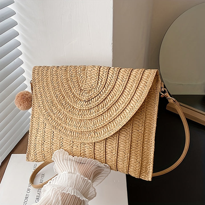 Elegant Handwoven Straw Clutch Bag