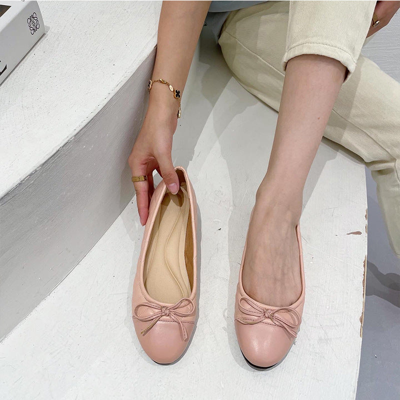 Round Toe Bow Ballet Pumps