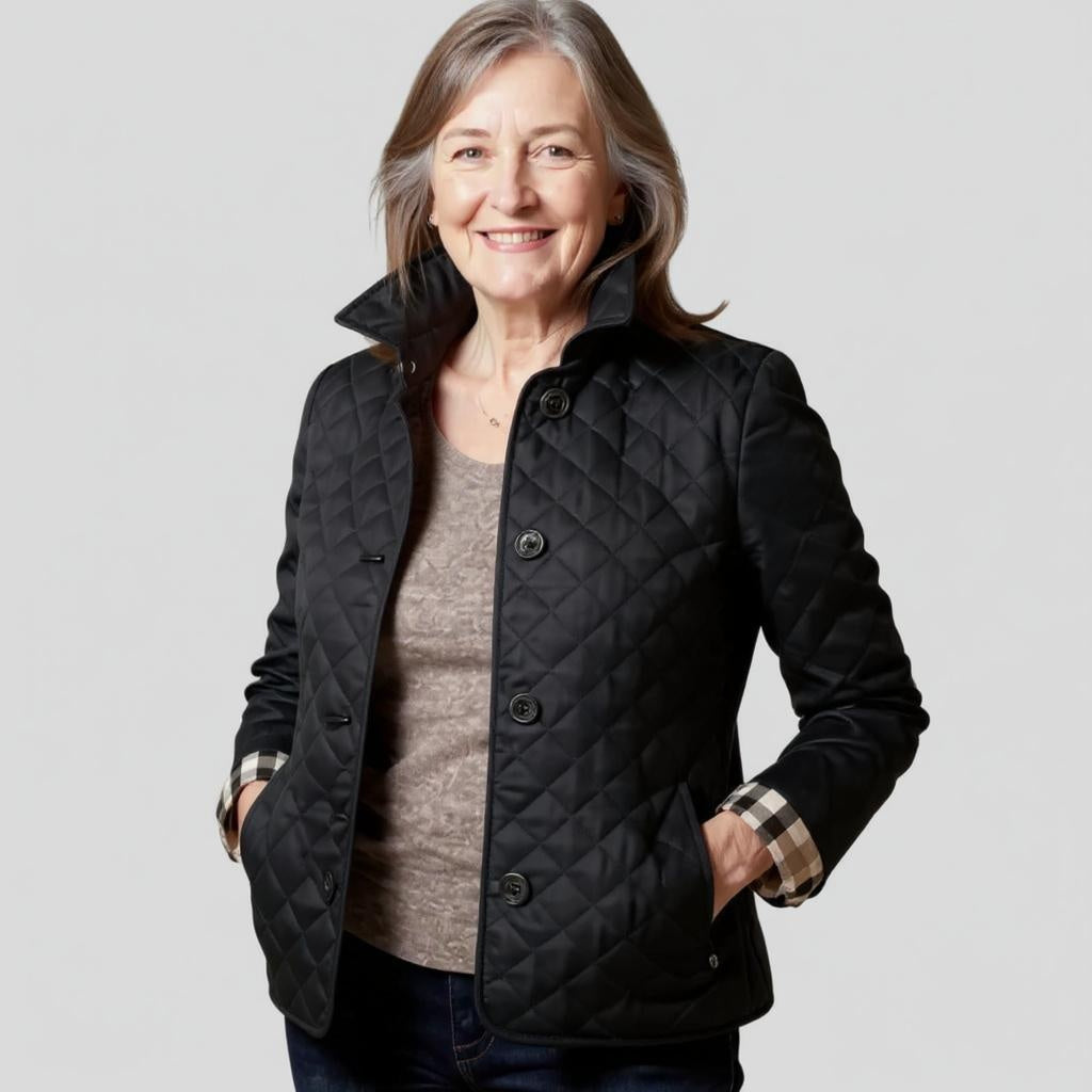 Turn-Down Collar Quiletd Jacket