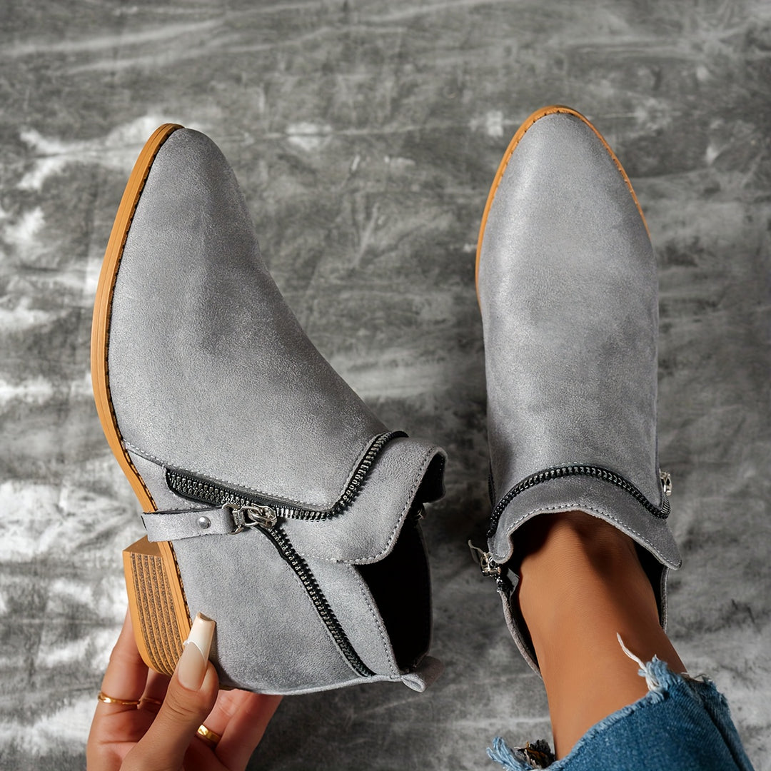 Women's Slip-On Chunky Heel Ankle Boots