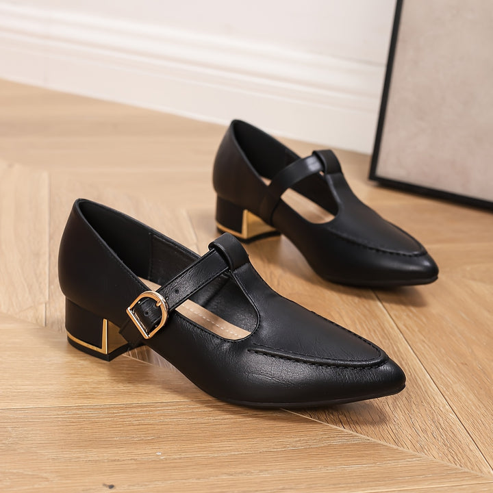 Pointed Toe Chunky Mid-Heel  Shoes