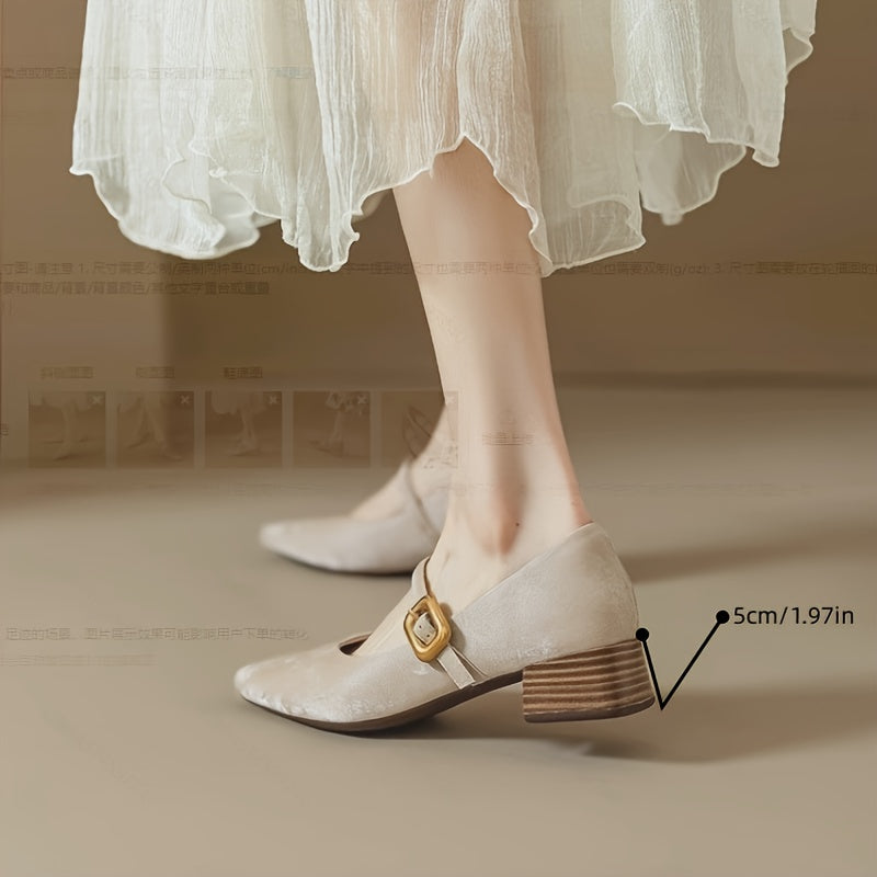 Women's Cover Square Toe Low Heels