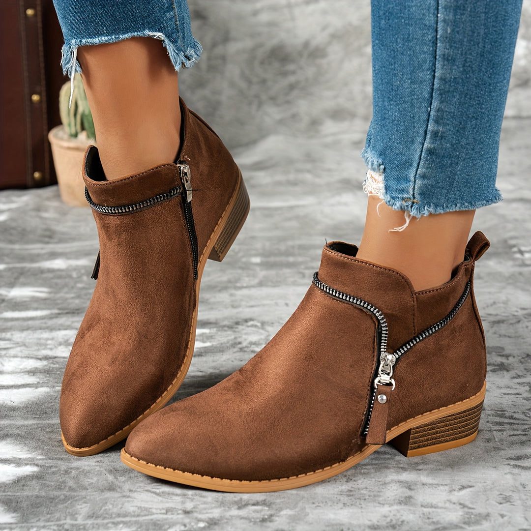 Women's Slip-On Chunky Heel Ankle Boots