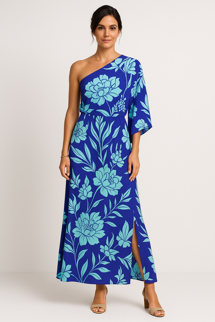 One Shoulder Floral Dress